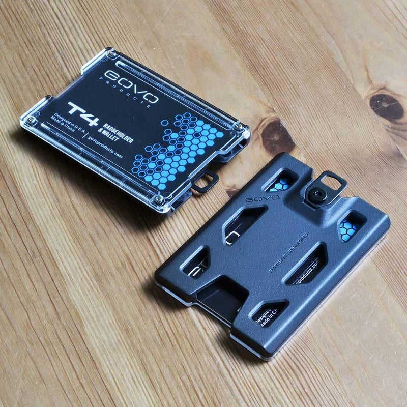 GOVO T4 Badge Holder No-Clip Version - Durable Polycarbonate ID Card Holder Holds 1 to 4 Cards (Black) - Image 3